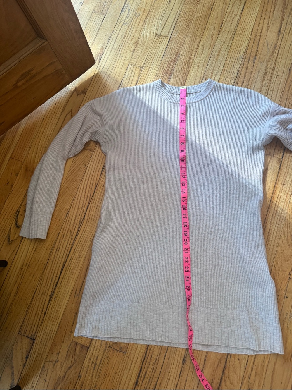 Lululemon Cream Ribbed Crewneck cashmere mix dress size 8 - Picture 11 of 12